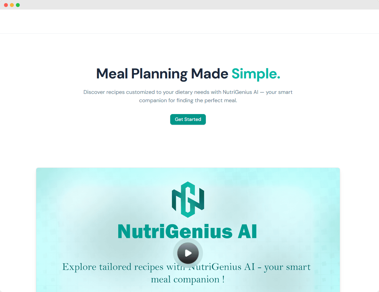 NutriGenius AI app screenshot