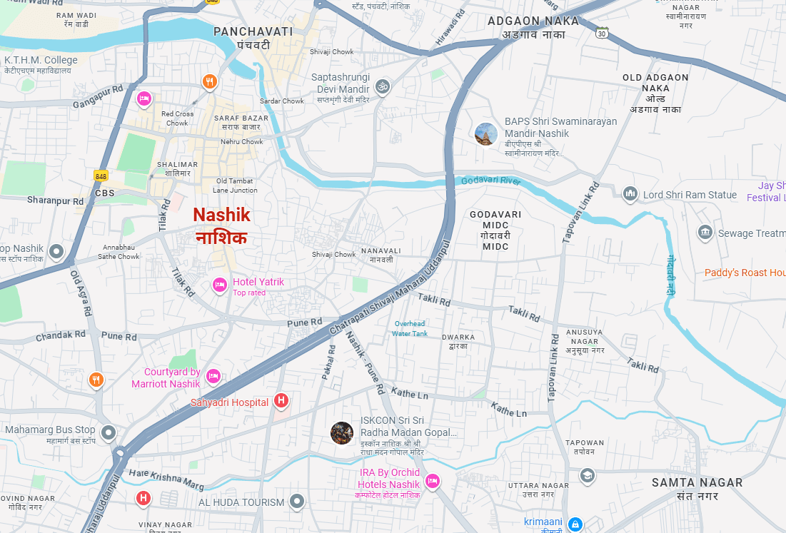 Map of Nashik, Maharashtra